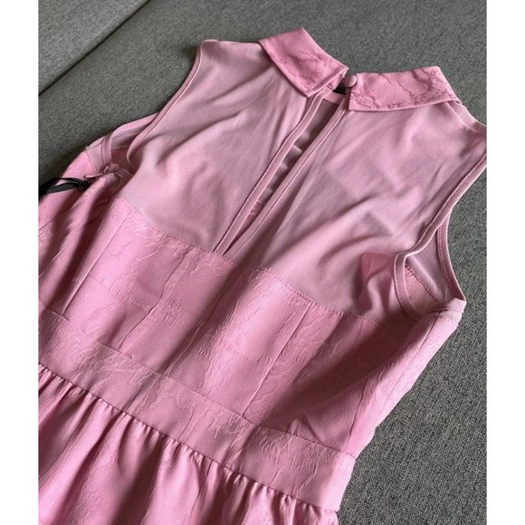 Collard Sweetheart Neckline Dress with Sheer Overlay - Picture 6 of 7